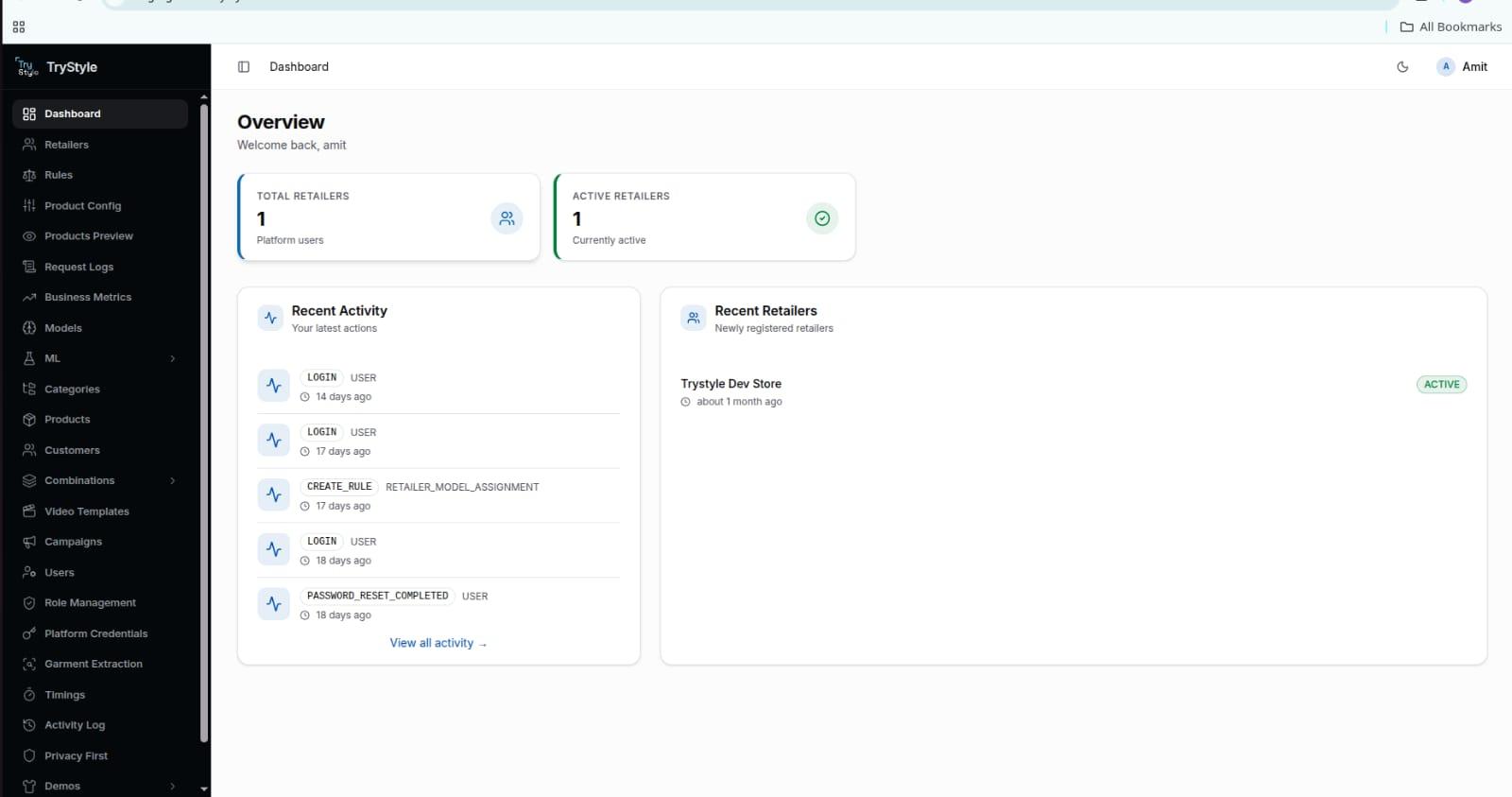 TryStyle virtual try-on administration interface