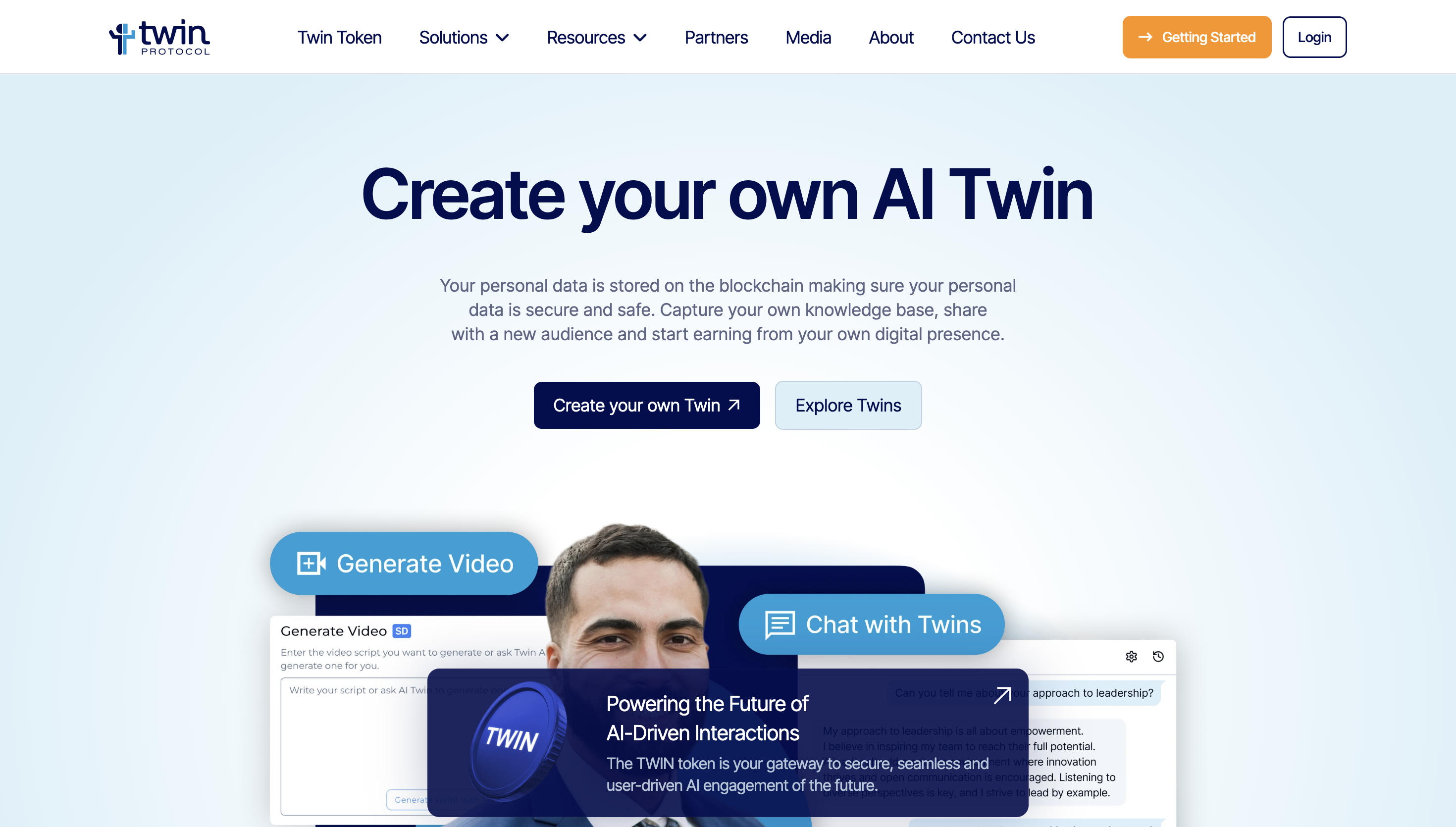 Twin Protocol AI platform landing page